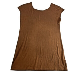 Layers Clothing Womens Top Brown Knit Short Sleeve Casual Medium